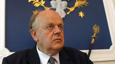 Stanisław Szuszkiewicz podczas końcowego wykładu