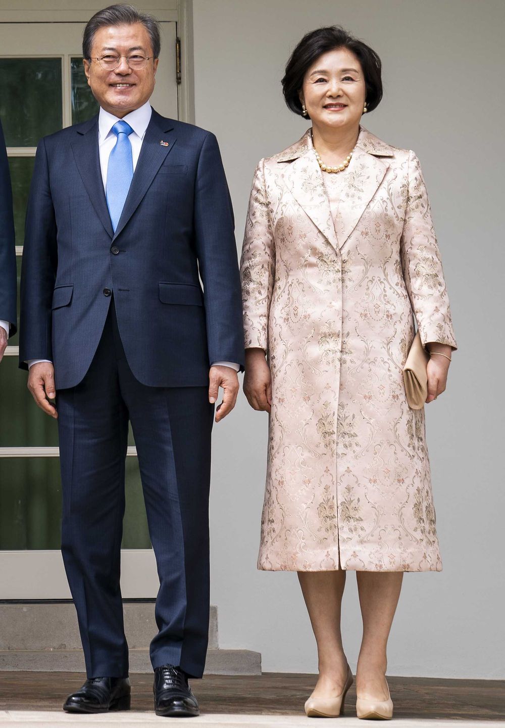 Prezydent Korei Południowej Moonem Jae z żoną Kim Jung na spotkaniu z parą prezydencką USA