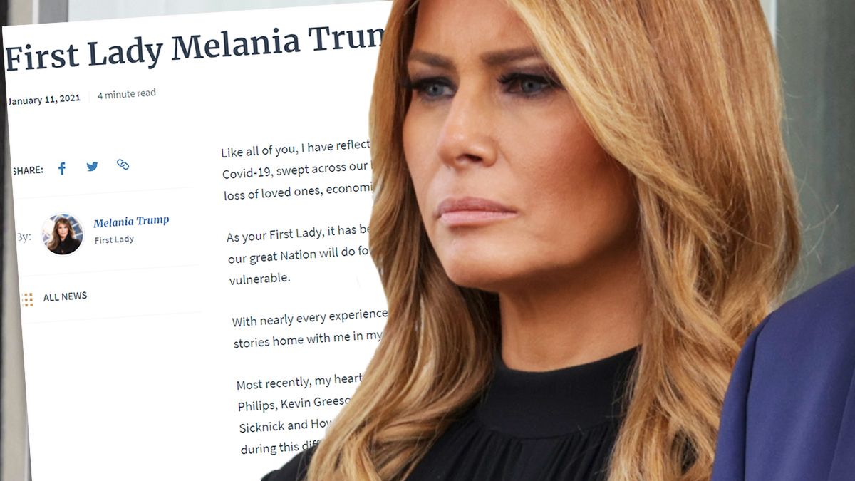 Melania Trump wydała oficjalne oświadczenie: "Jestem zawiedziona". Tak Pierwsza Dama żegna się z Amerykanami