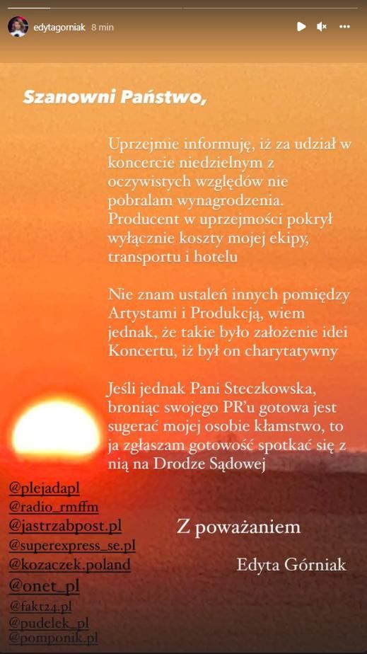 Edyta Górniak reaguje na oskarżenia