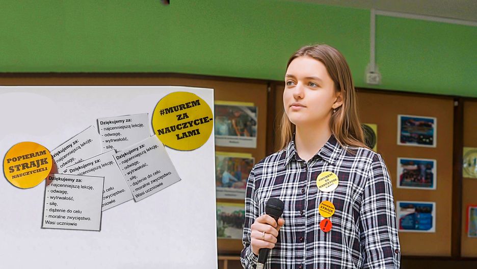 Julia Łoś, uczennica II LO w Kwidzynie wspierała nauczycieli przez całą akcję strajkową