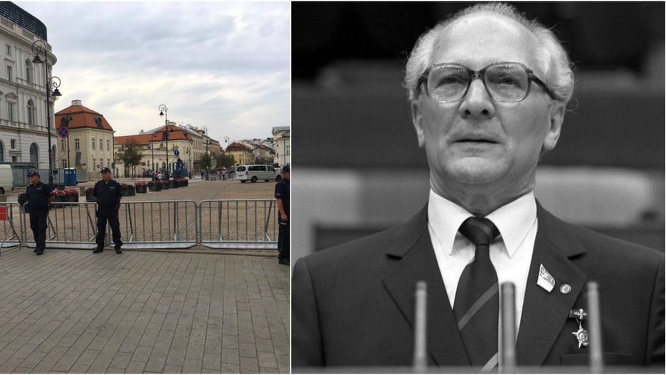 Porównanie ulic Warszawy w czasie ostatniej miesięcznicy oraz ulic Berlina za czasów Muru Berlińskiego.