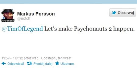 Psychonauts 2? Notch mówi: zróbmy to, Tim