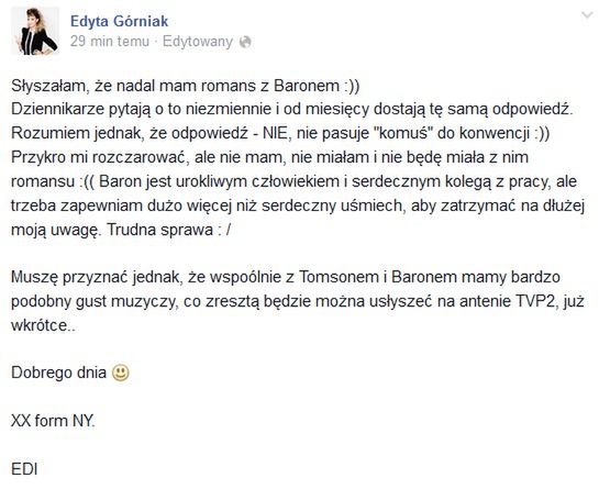 Edyta Górniak
Fotografia: facebook.pl