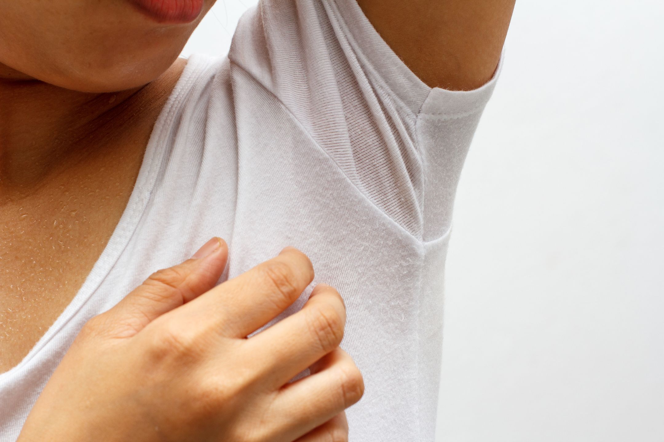 woman armpit sweating.  