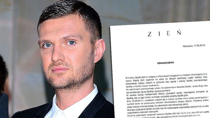 Maciej Zień okradł firmę. Oświadczenie spółki Zień
