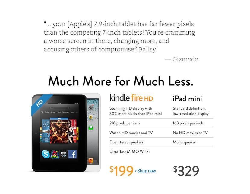 Amazon porównuje iPada mini i Kindle Fire HD
