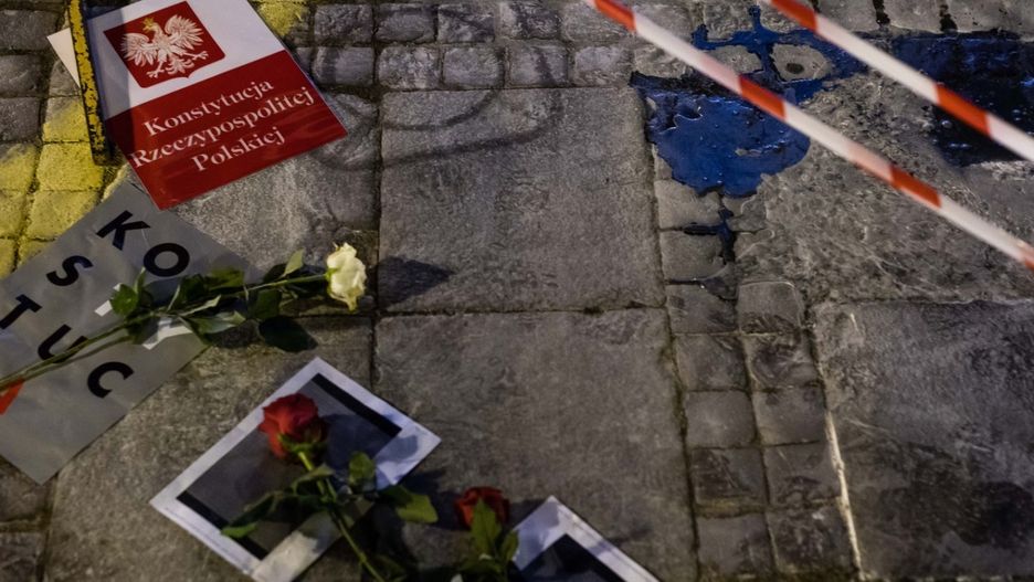 Miejsce aktu samospalenia na Placu Defilad w Warszawie