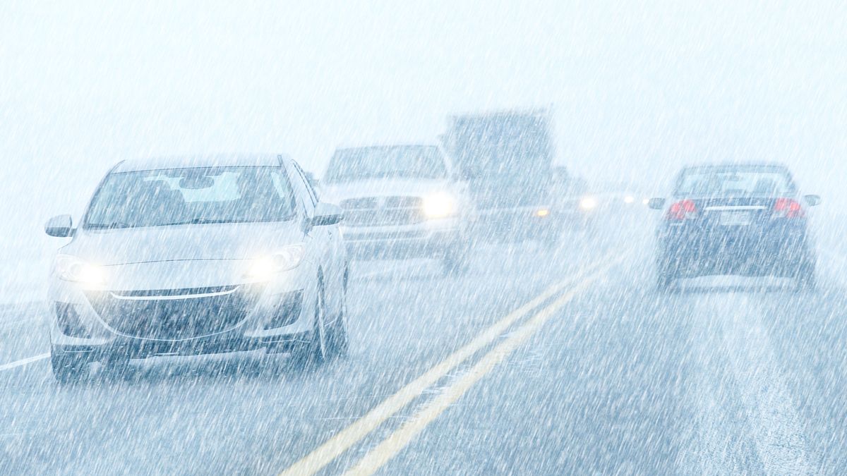 Driving in snowstorm