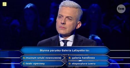 „Słynna paryska Galeria Lafayette to…” Znamy odpowiedź na pytanie z teleturnieju „Milionerzy”