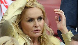 Monika Olejnik cała w złocie na meczu Polska-Rumunia. Elegancko!