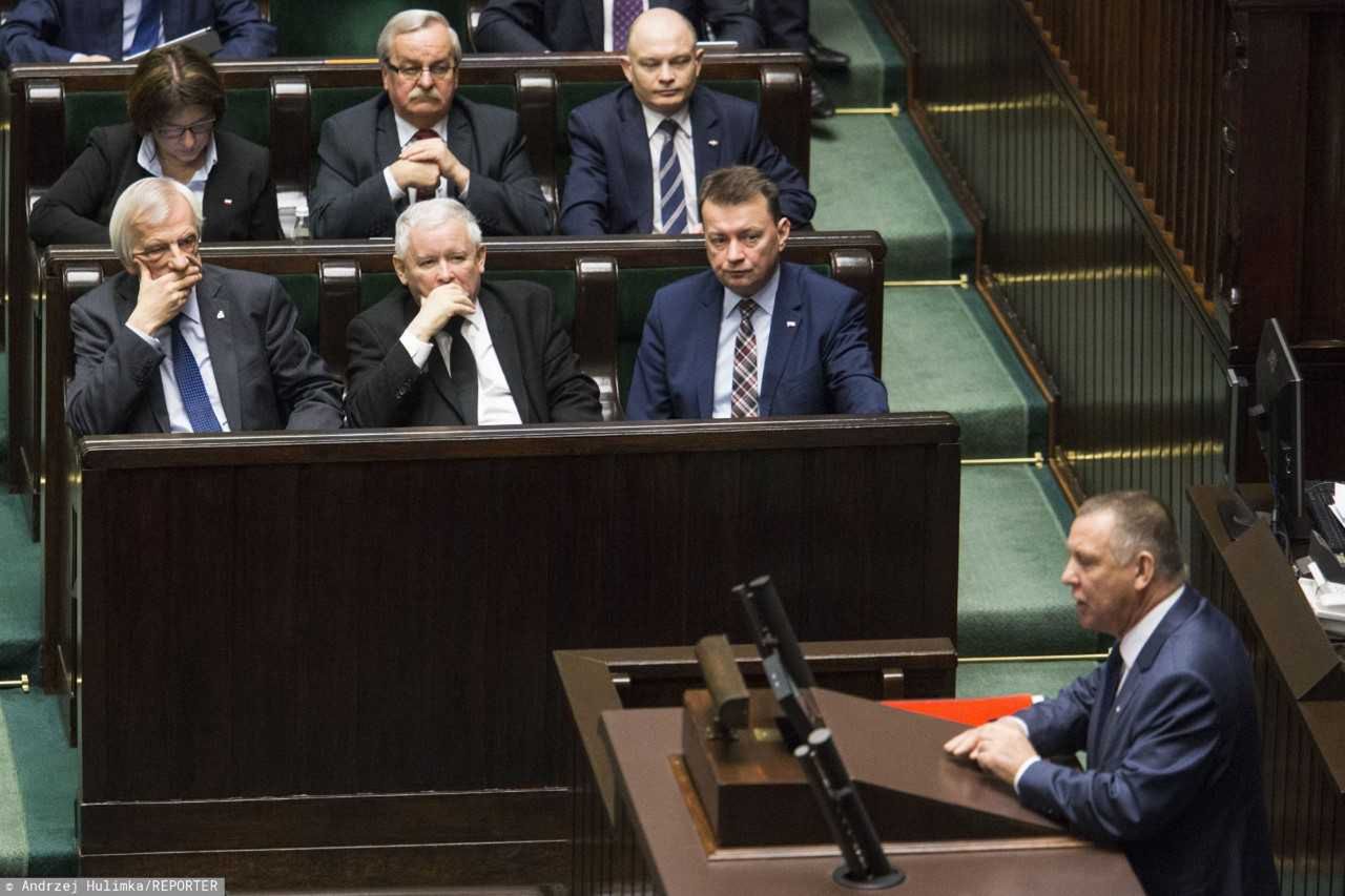 Jarosław Kaczyński i Marian Banaś w Sejmie.