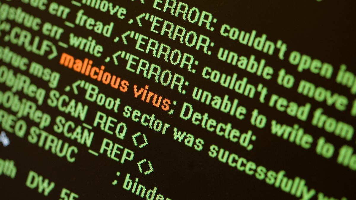 Bad code on screen.Computer security concept