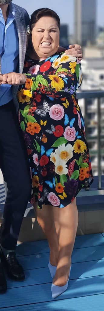 Dorota Wellman w sukni w kwiaty