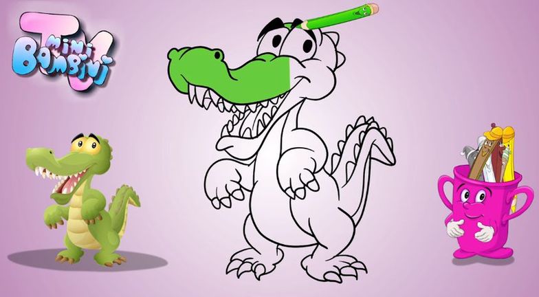 Kolorowanka krokodyl. Wideo dla dzieci od Mini Bambini TV