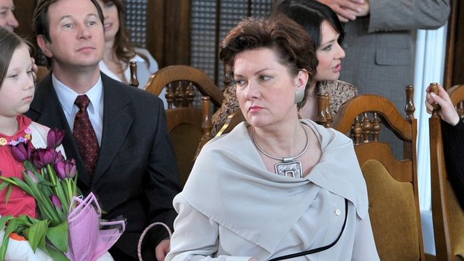 Agnieszka Kotulanka na planie serialu "Klan"