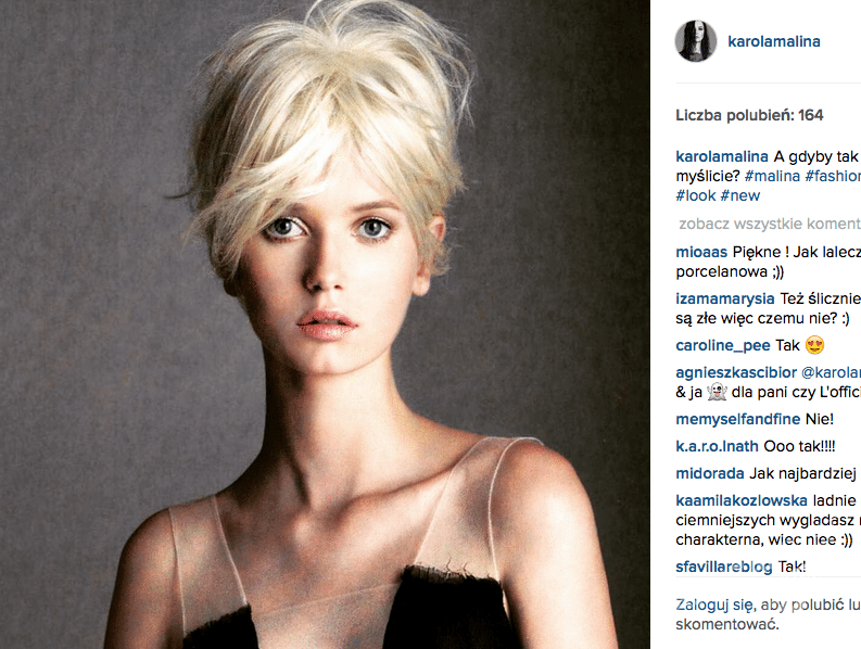 Karolina Malinowska blondynką na Instagramie