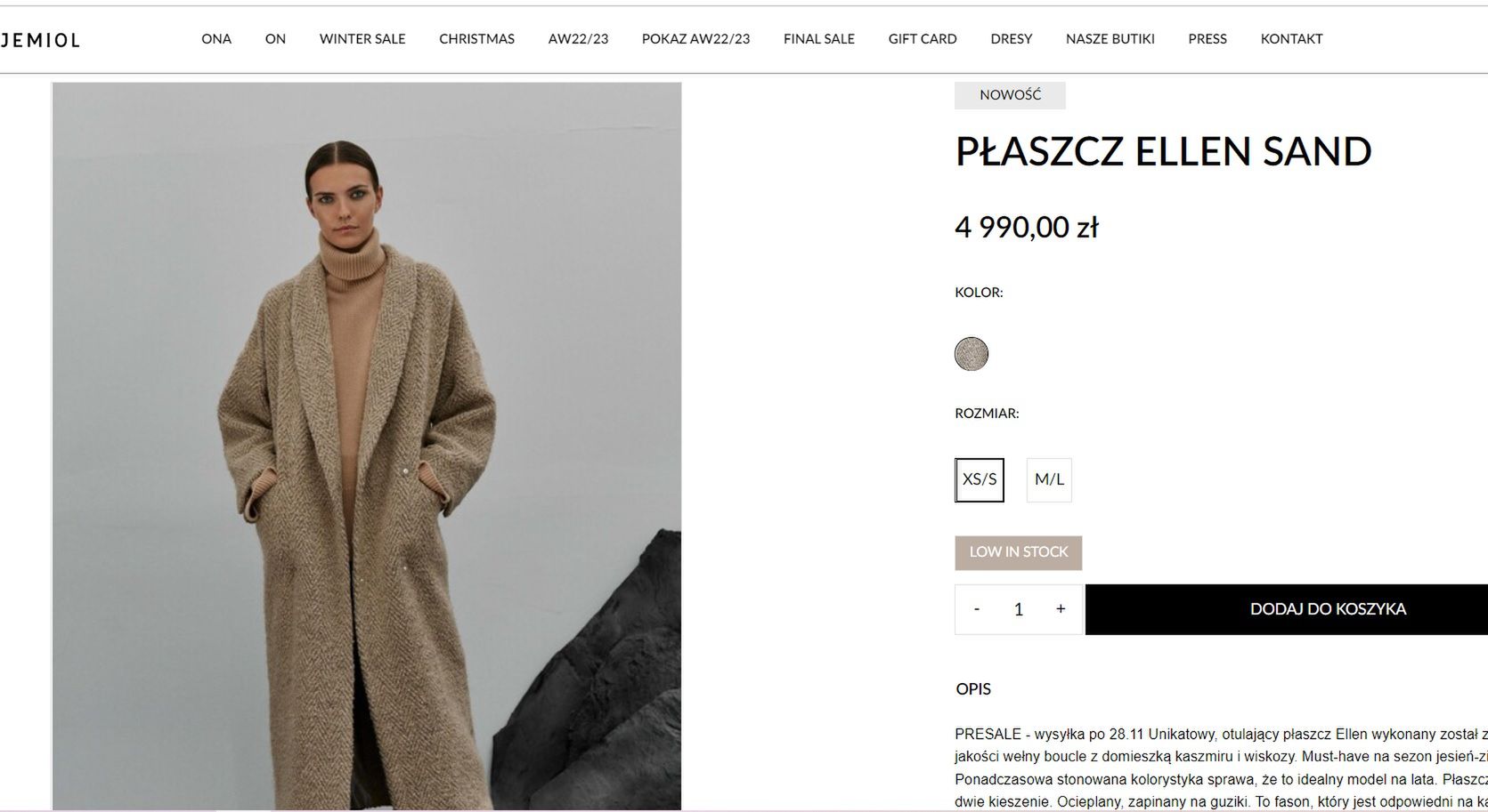 Płaszcz, który przymierzała Jolanta Kwaśniewska - screen Łukasz Jemioł