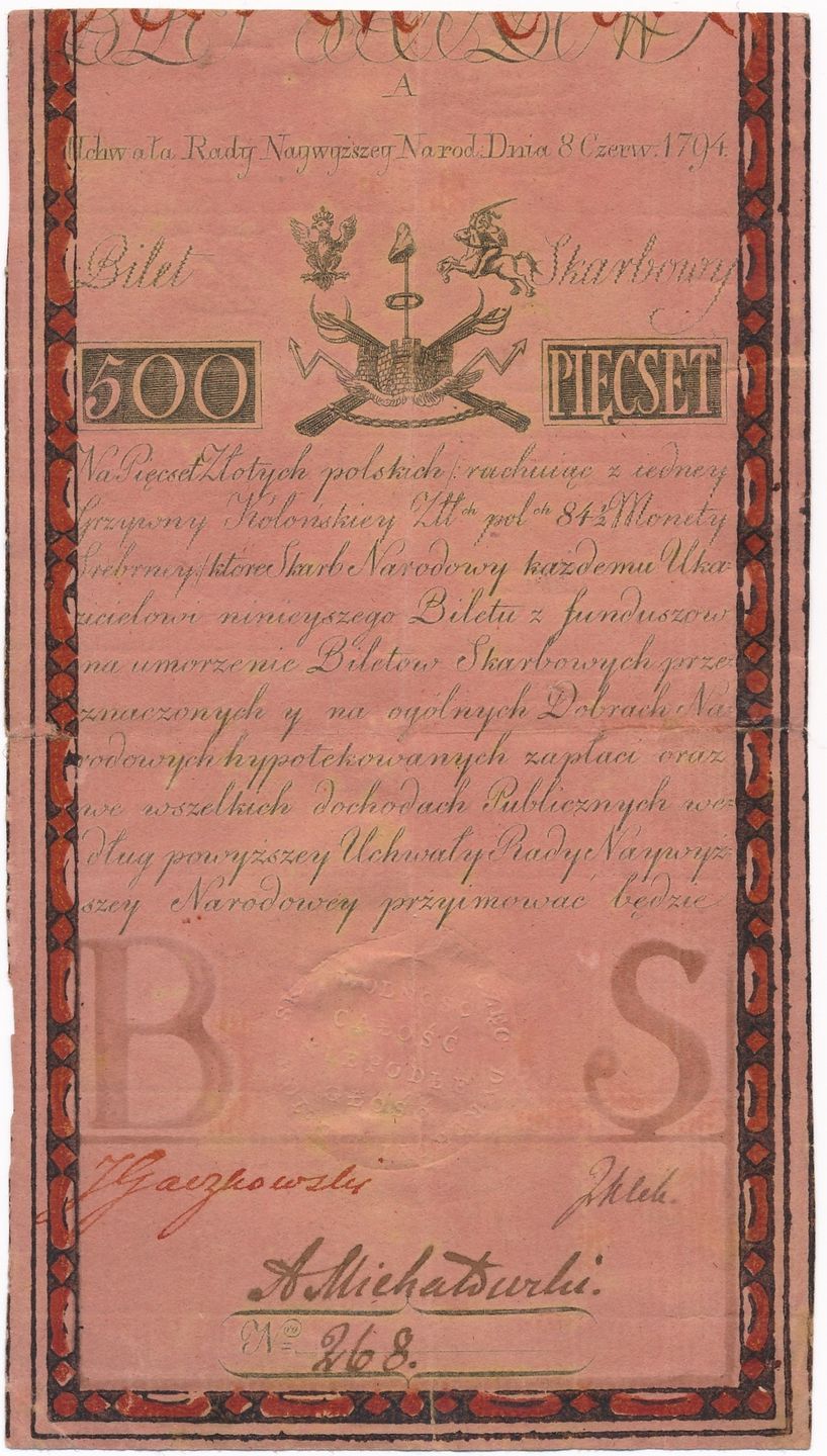 500 zł z 1794 r. to jeden z najrzadszych krajowych banknotów, dlatego kolekcjonerzy nie byli zaskoczeni przebiegiem licytacji: z ceny wywoławczej 120 tys. zł stawka szybko zwiększyła się o kolejne 100 tys. zł. 