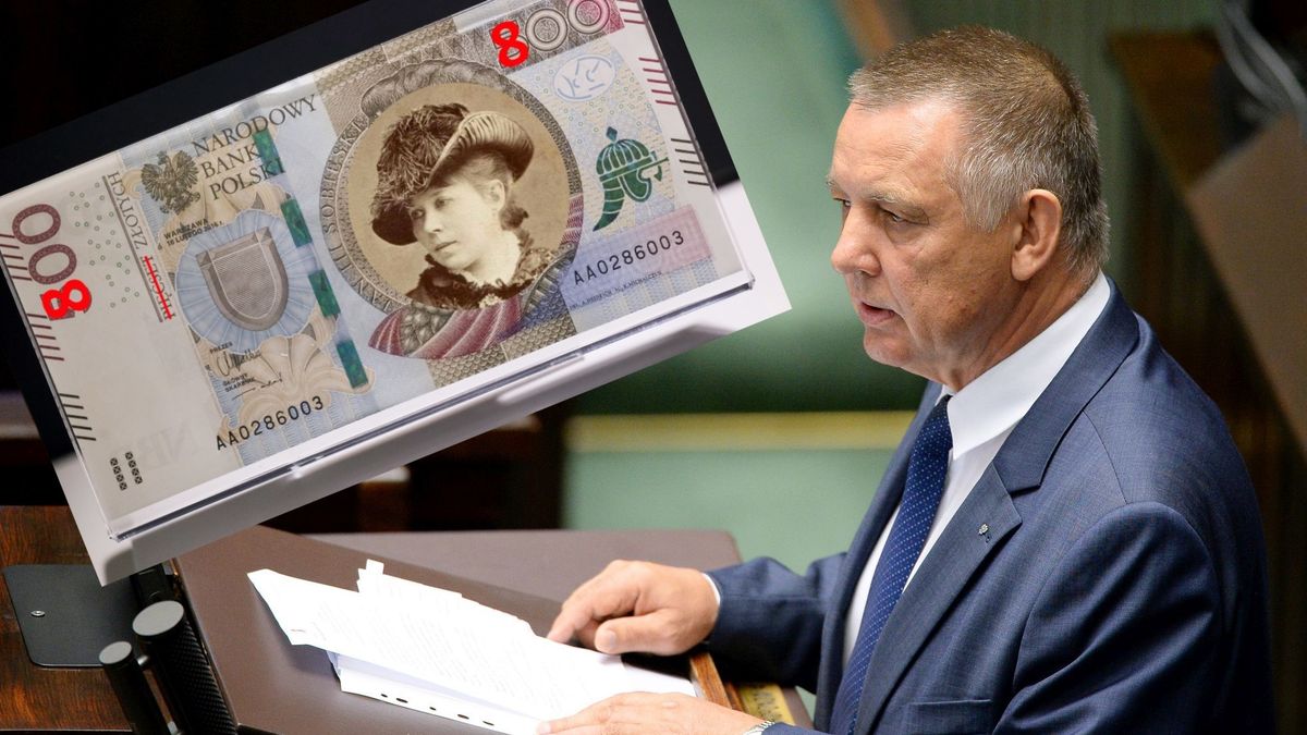 Marian Banaś i wizualizacja, jak mógłby wyglądać nowy banknot