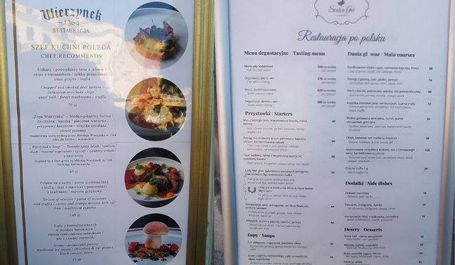 Menu w krakowskim Wierzynku i Szarej Gęsi - Pyszności; Fot. arch. prywatne