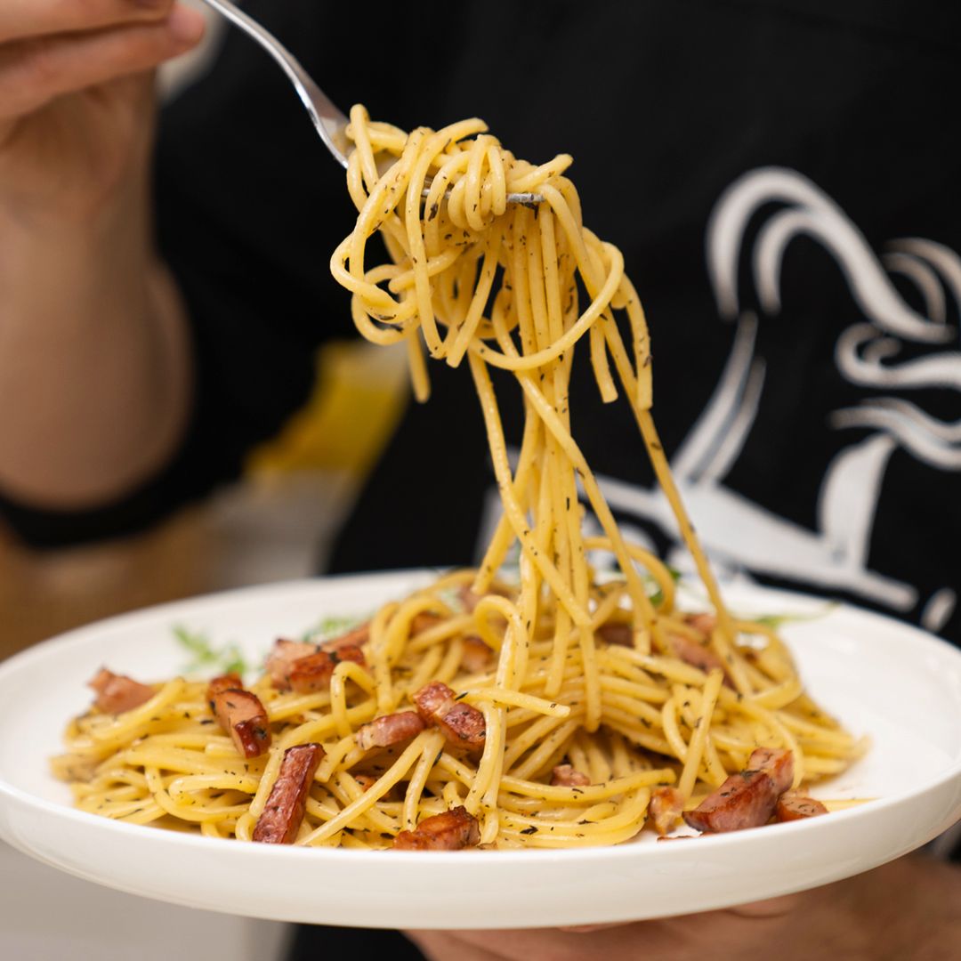 Spaghetti z kremowym sosem z brie