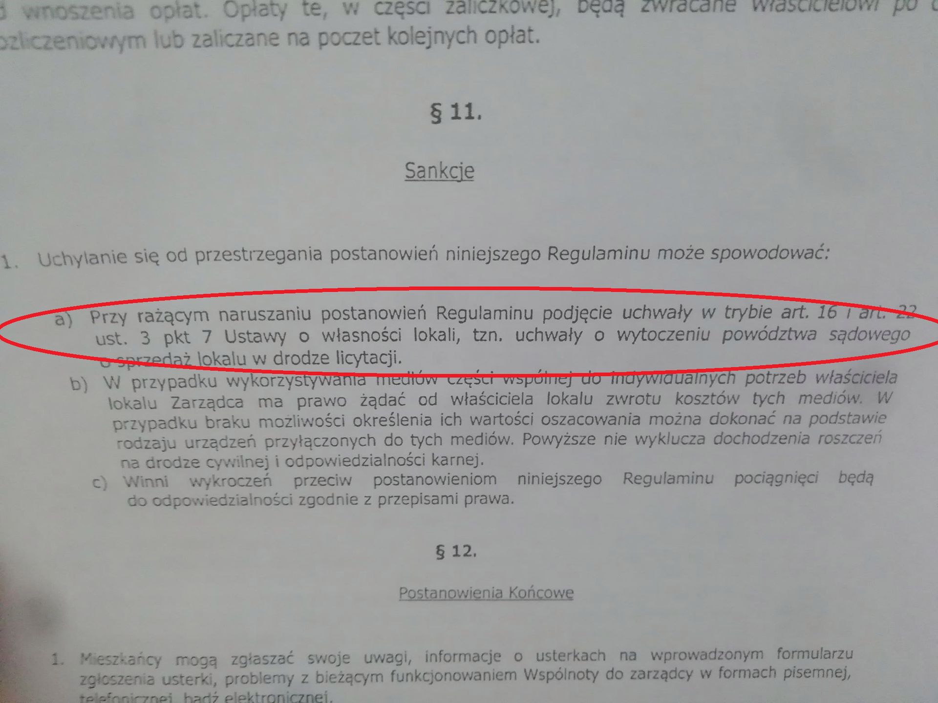 Sankcje wspólnoty mieszkaniowej 