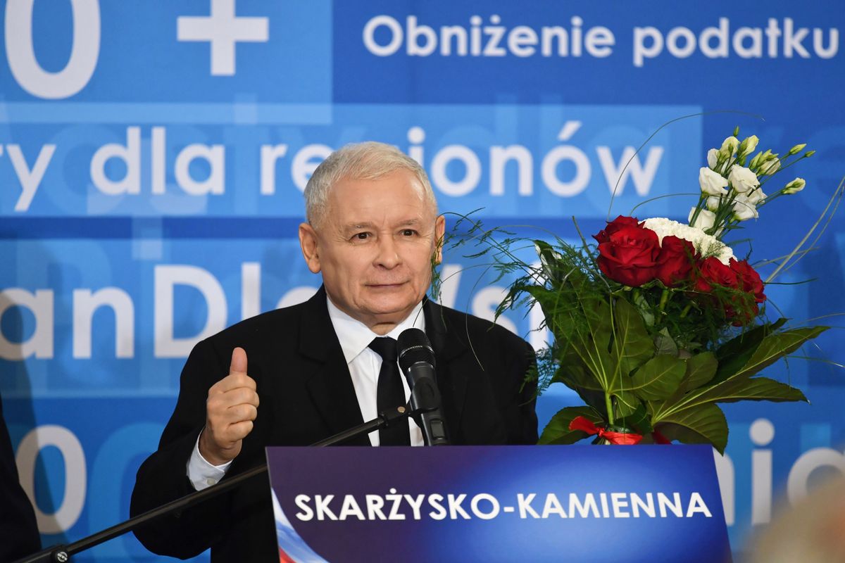 Jarosław Kaczyński zachwalał kandydata PiS w Skarżysku-Kamiennej. Przypomniał o Gomułce