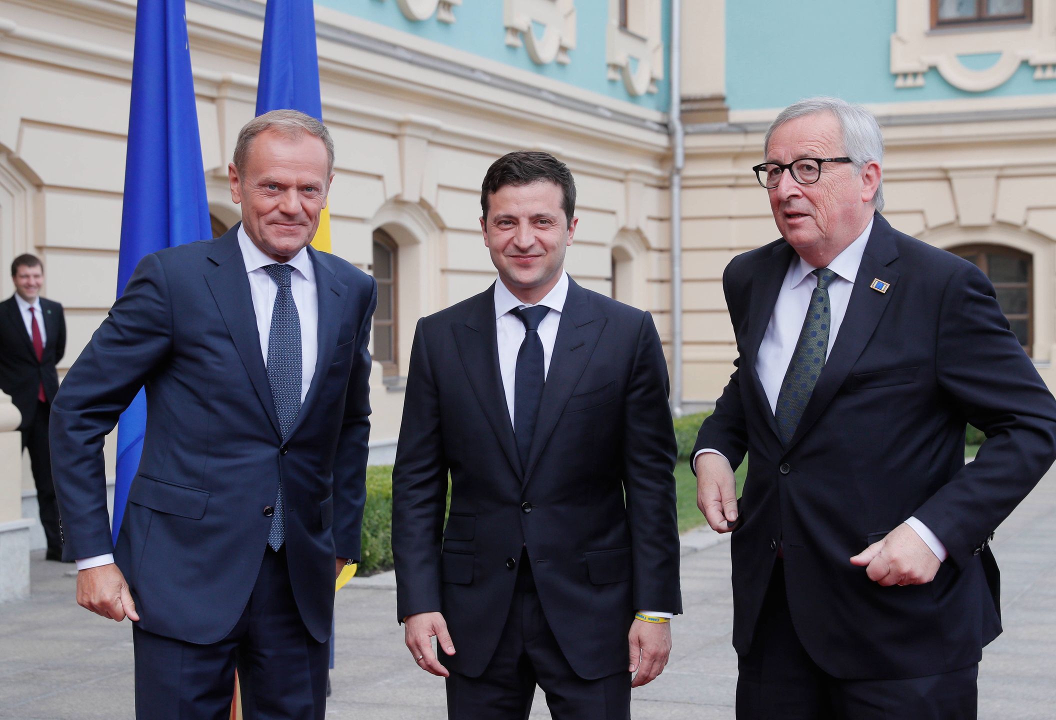 Donald Tusk, Wołodymir Zełenski i Jean-Claude Juncker