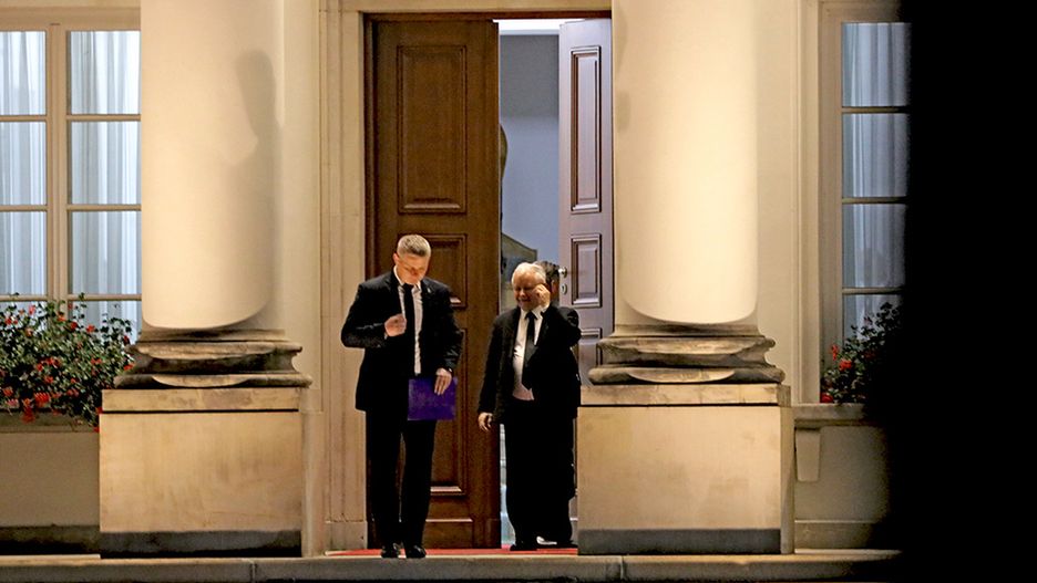 Jarosław Kaczyński opuszcza Belweder po spotkaniu z Andrzejem Dudą