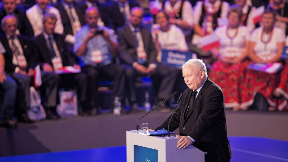 Jarosław Kaczyński podczas konwencji Prawa i Sprawiedliwości w Lublinie.