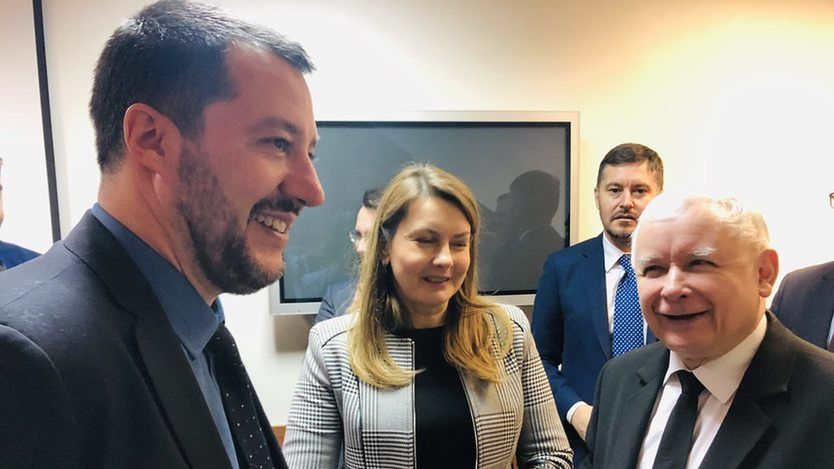 Matteo Salvini i Jarosław Kaczyński podczas spotkania w Warszawie.