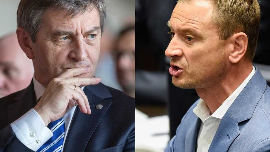 Marszałek Sejmu Marek Kuchciński i poseł PO Sławomir Nitras.