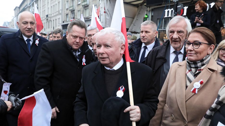 Jarosław Kaczyński na marszu 11 listopada 2018 r.