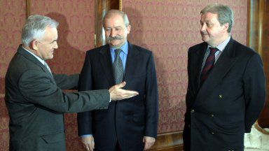 Leszek Miller podczas spotaknia z Romanem Jagielińskim i Tomaszem Mamińskim