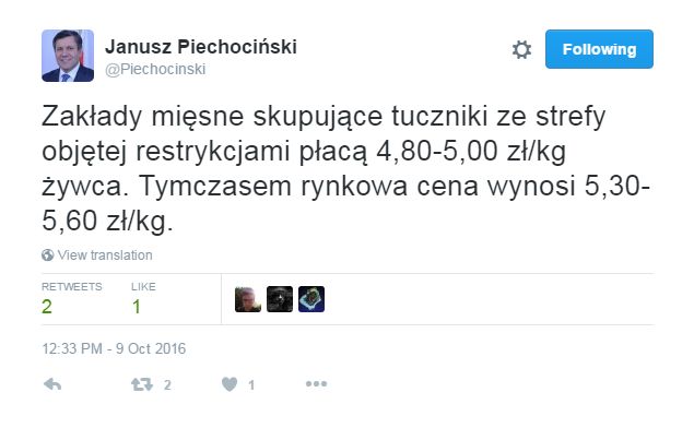 Tymczasem w skupie żywca...