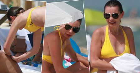 Agnieszka Dygant w skąpym bikini odpoczywa z synem na plaży. Paparazzi przyłapali ich na błogim lenistwie