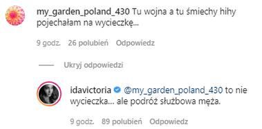 Ida Nowakowska reaguje na komentarz