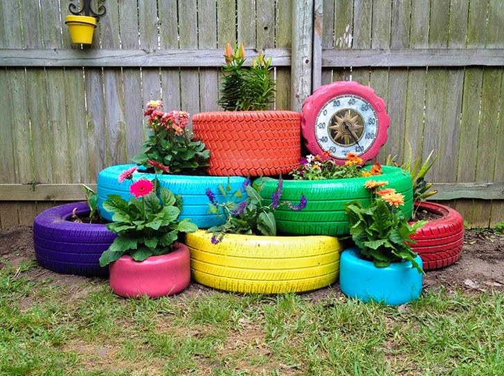 Recycled Tires Garden Planter