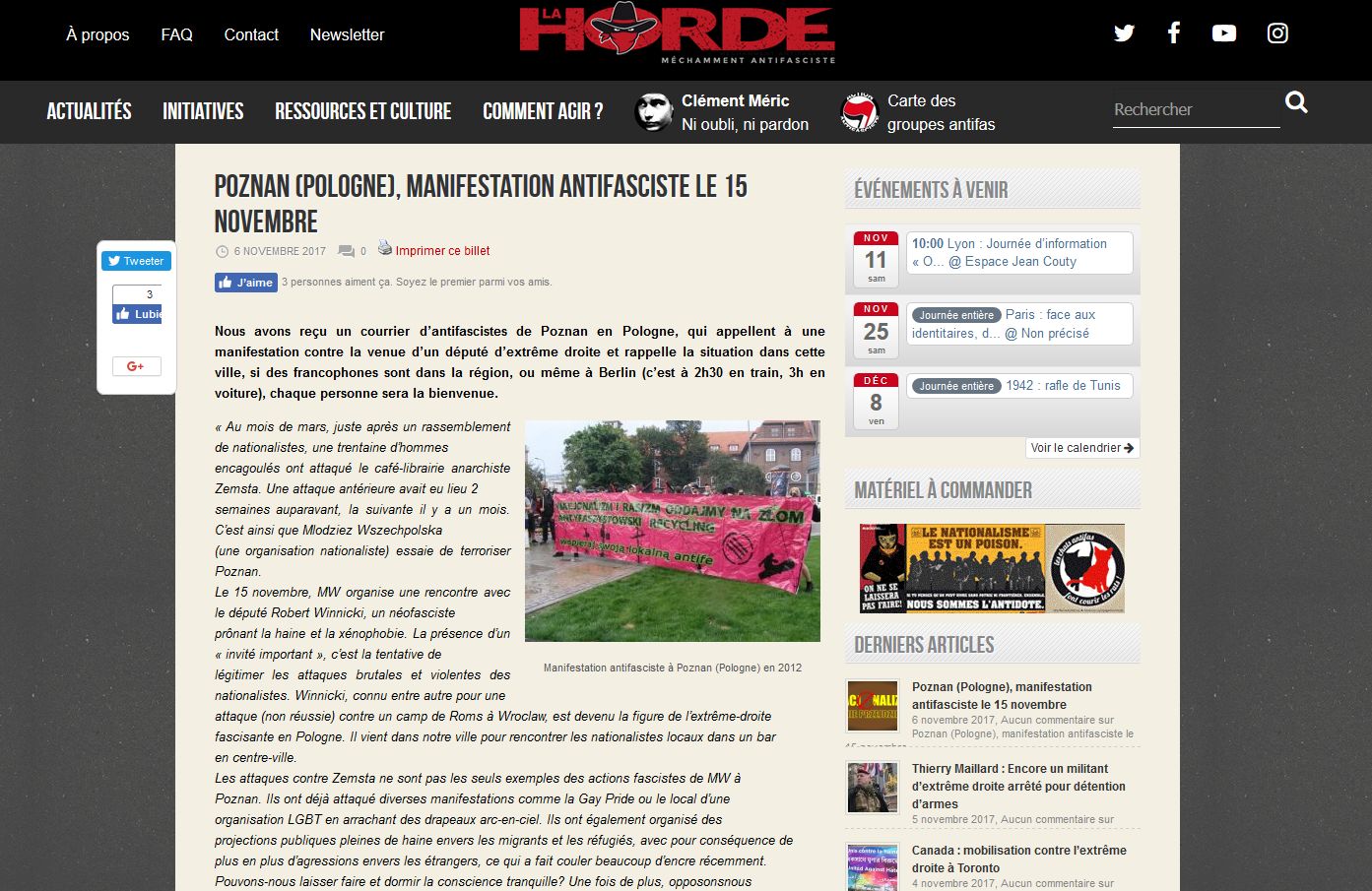 Francuscy anarchiści wybierają się do Poznania, by utrudnić spotkanie z posłem Robertem Winnickim 