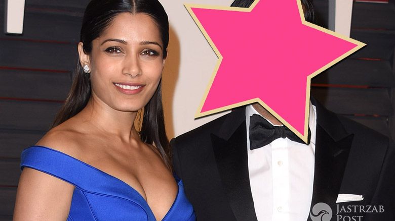 Freida Pinto (w sukni Versace) i jej nowy partner Ronnie Bacardi, oscarowe after party "Vanity Fair" (fot. ONS)