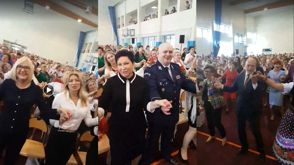 Antoni Macierewicz, szef łódzkiej policji Andrzej Łapiński i Joanna Kopcińska