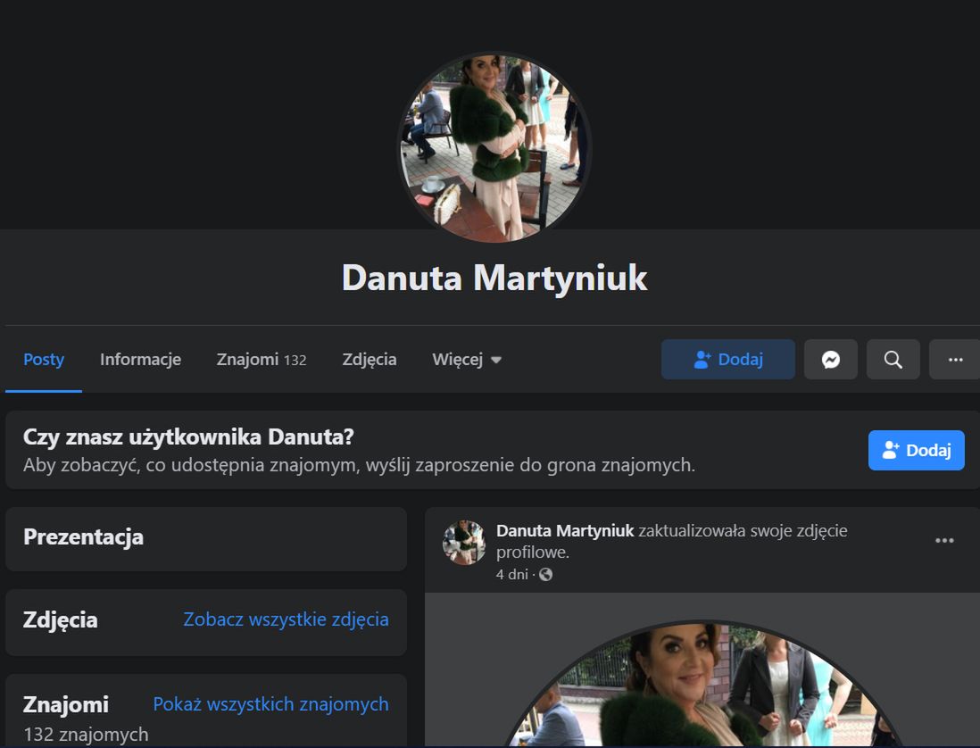 Danuta Martyniuk założyła konto na Facebooku