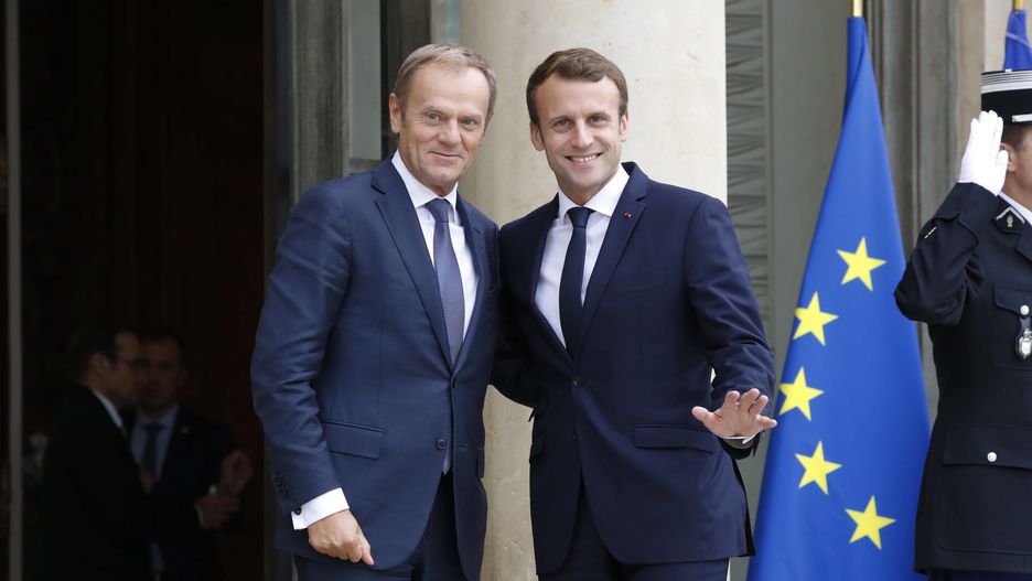 Donald Tusk i Emmanuel Macron