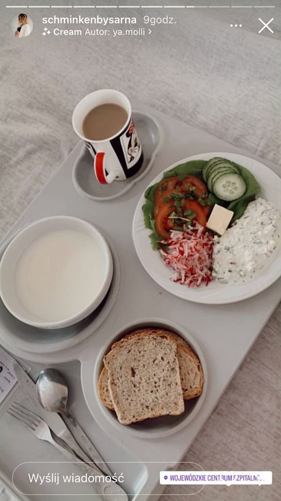 Posiłek w szpitalu - Pyszności; Foto screen z instagram.com/schminkenbysarna