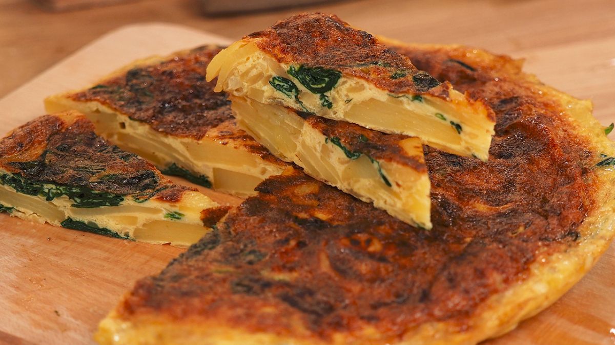 Tortilla ziemniaczana ze szpinakiem
