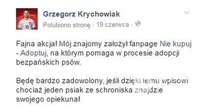 Grzegorz Krychowiak o adopcji psów