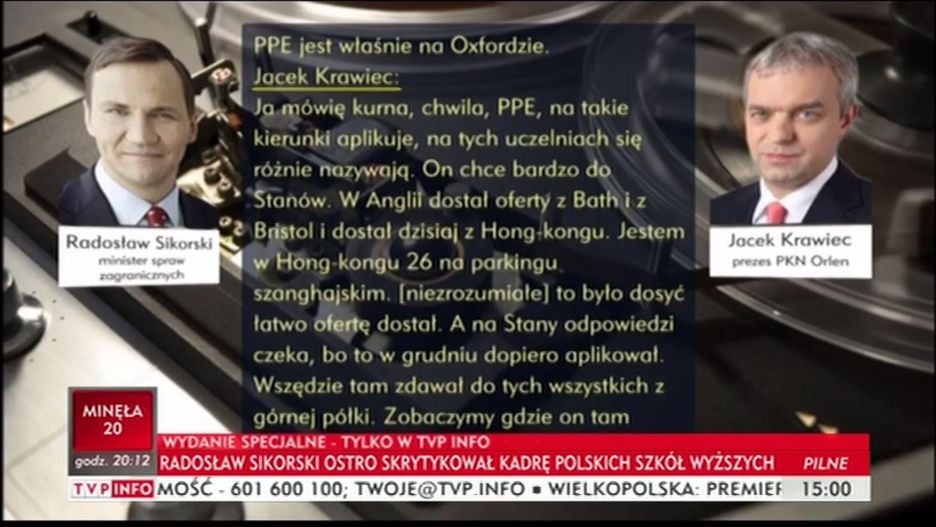 TVP Info opublikowało nowe fragmenty taśm z restauracji "Sowa i Przyjaciele".
