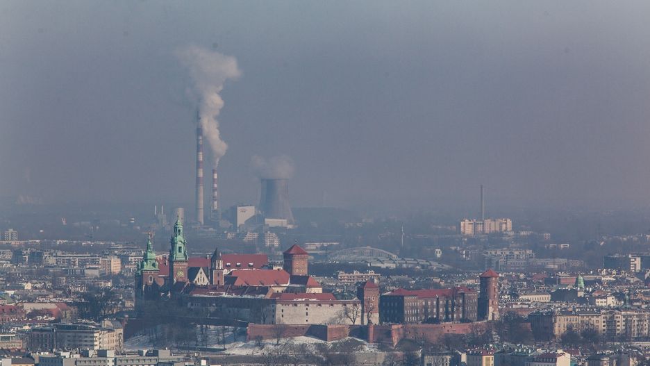 Smog Kraków, widok z Kopca Kościuszki
