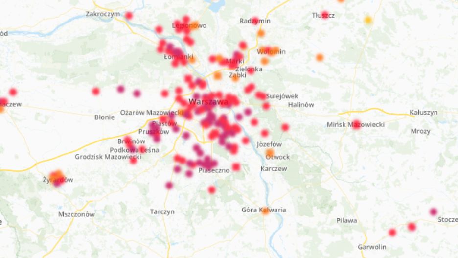 Najbardziej zanieczyszczone powietrze jest w Warszawie i okolicznych miejscowościach